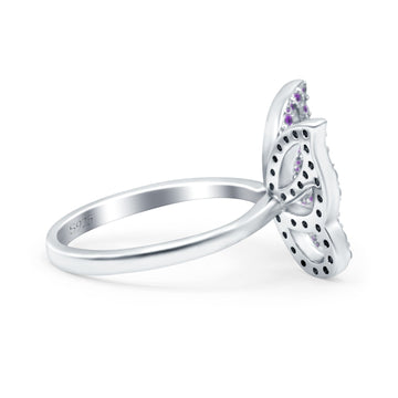 Butterfly Ring Wedding Band Simulated Amethyst CZ 925 Sterling Silver (15mm)